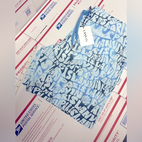 Lanvin Other - Lanvin Blue Wave Print Swim Trunks